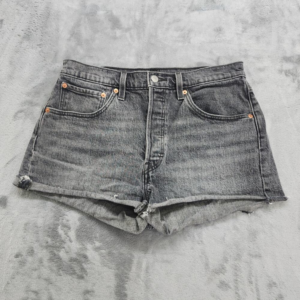 Levi's Shorts Womens W30 Faded Black Gray 501 High Rise Cut Off‎ Button Fly